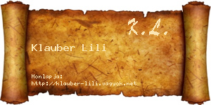 Klauber Lili névjegykártya
